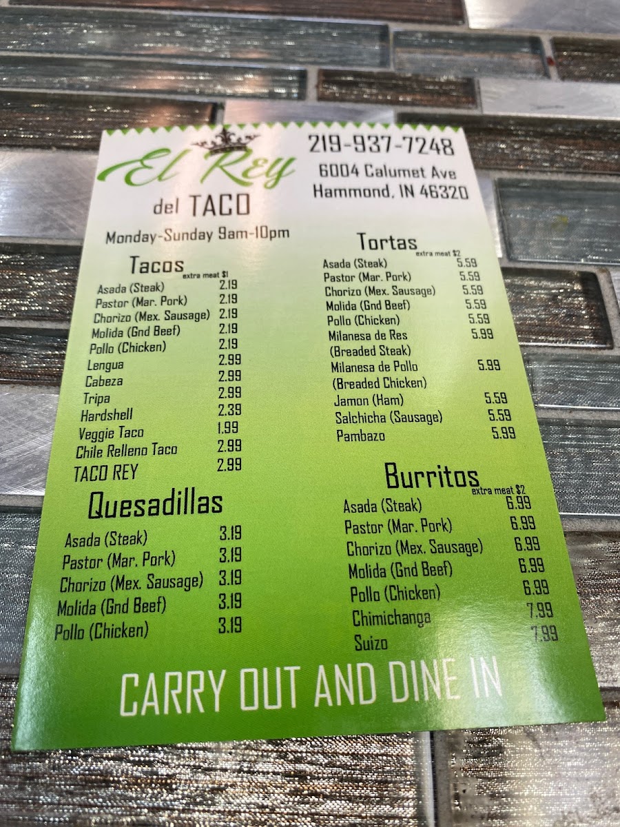 El Rey del Taco Menu - Image 3